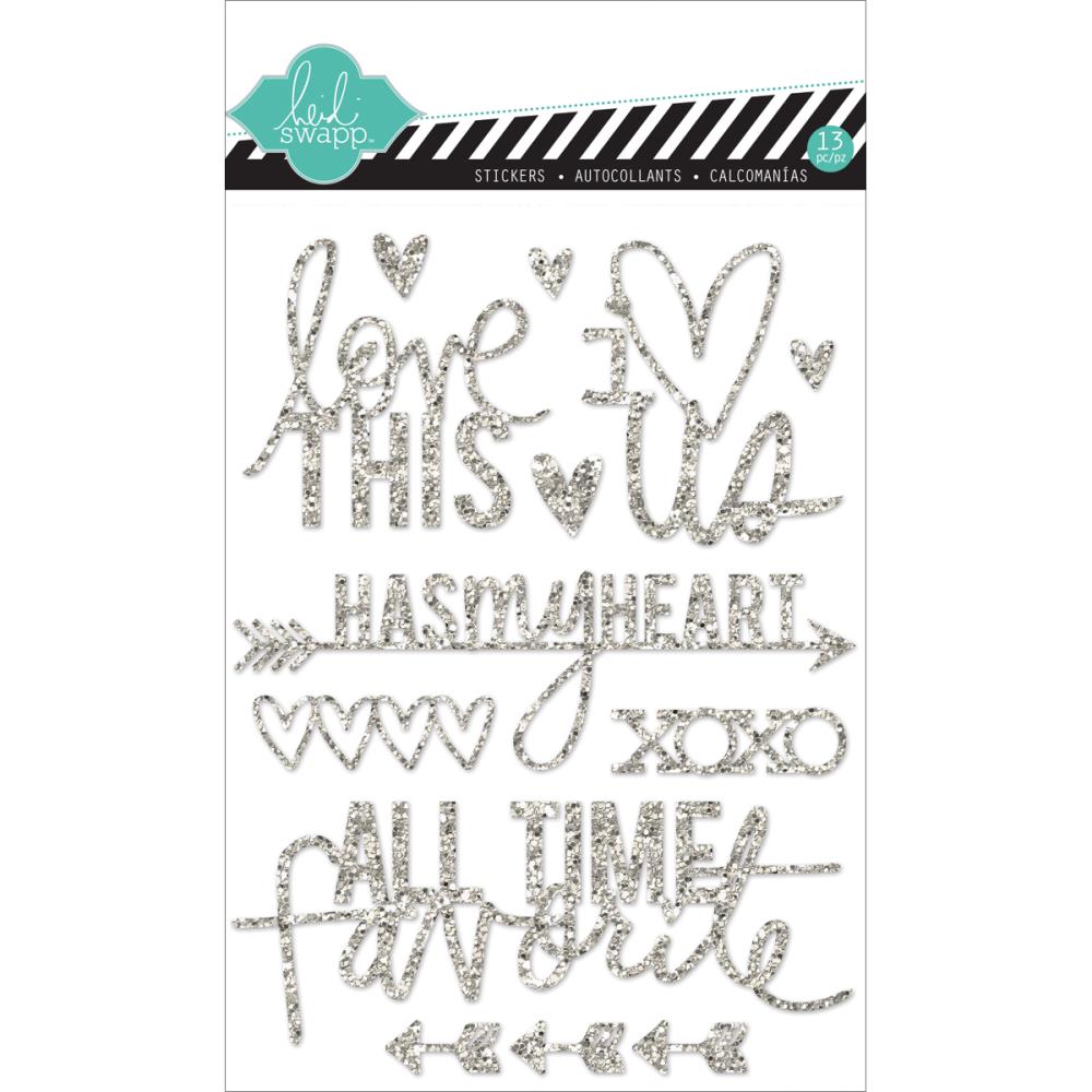 Heidi Swapp Glitter Stickers 5"X7" Silver - Scrap Of Your Life 