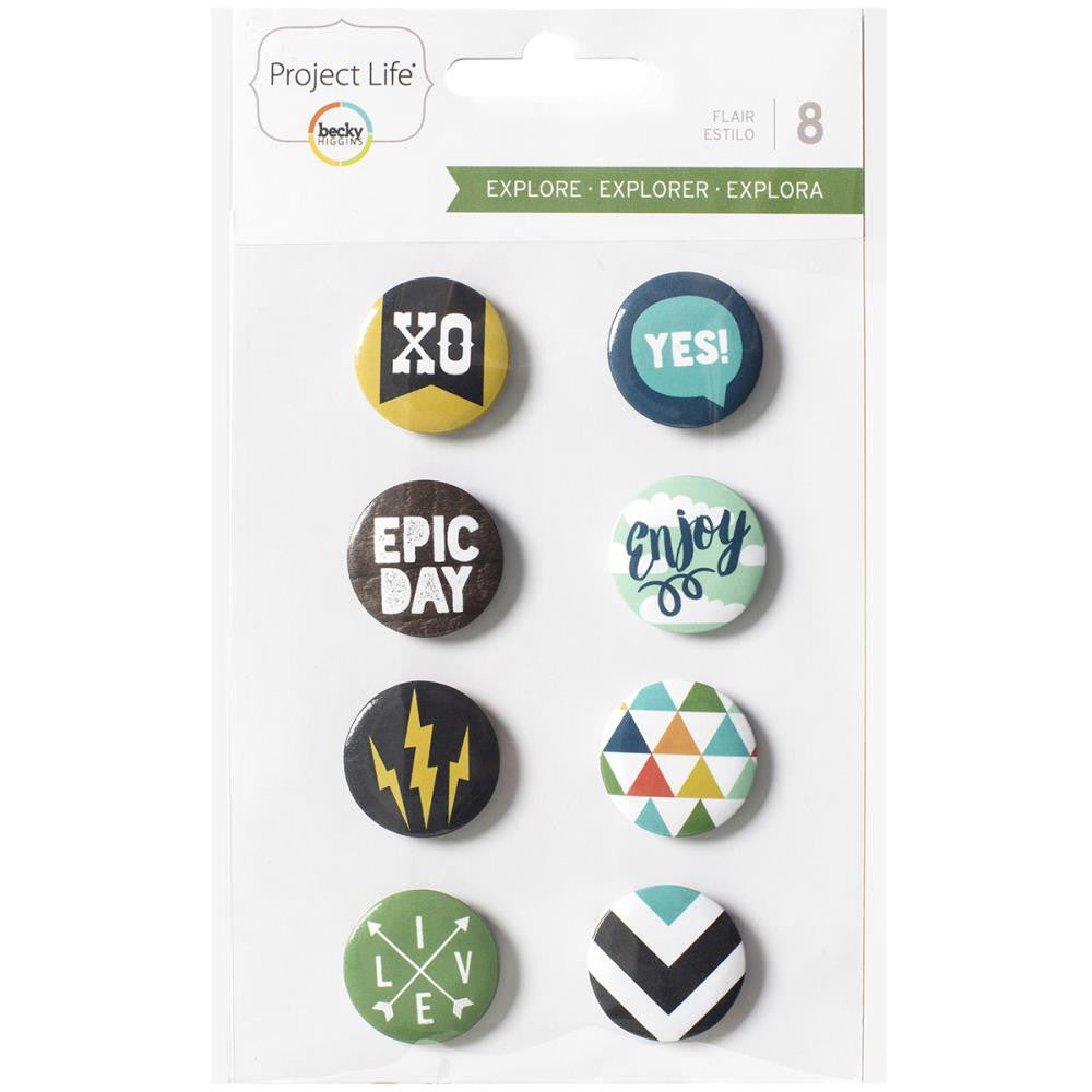 Project Life Flair Adhesive Metal Badges Explore - Scrap Of Your Life 