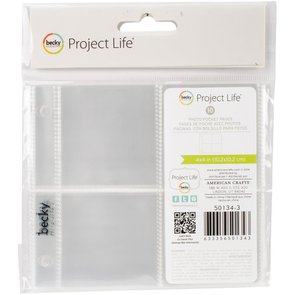 Project Life Ring Photo Sleeves 4"X4" Sleeves - Four 2"X2" Pockets - Scrap Of Your Life 