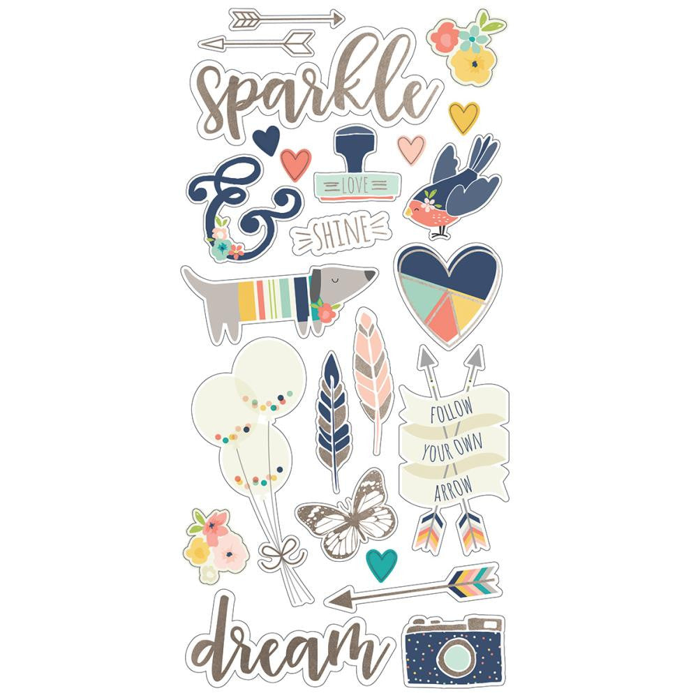 Simple Stories Posh Self Chipboard Stickers - Scrap Of Your Life 