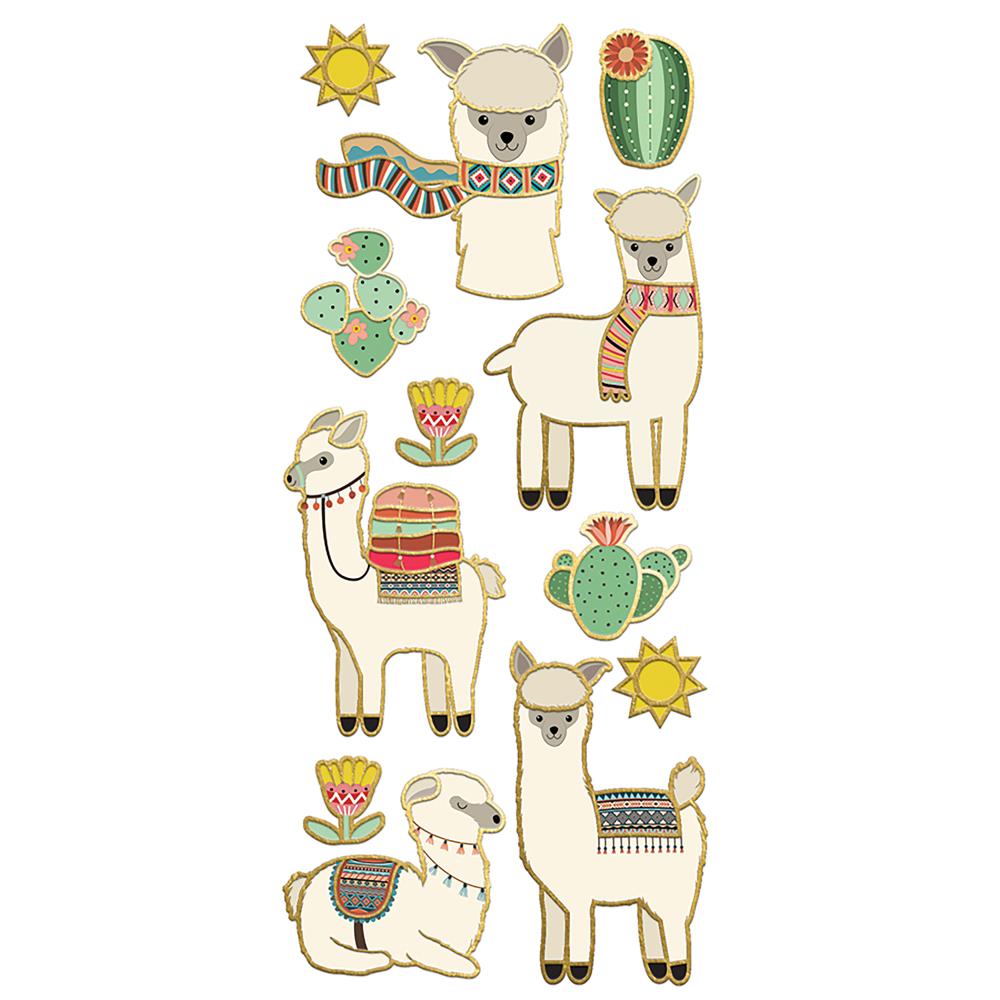Paper House Sticky Pix Faux Enamel Stickers 8"X3" Llama - Scrap Of Your Life 