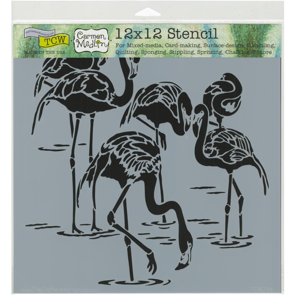 The Crafters Workshop - Stencil 12 x12 - Flamingos - Scrap Of Your Life 