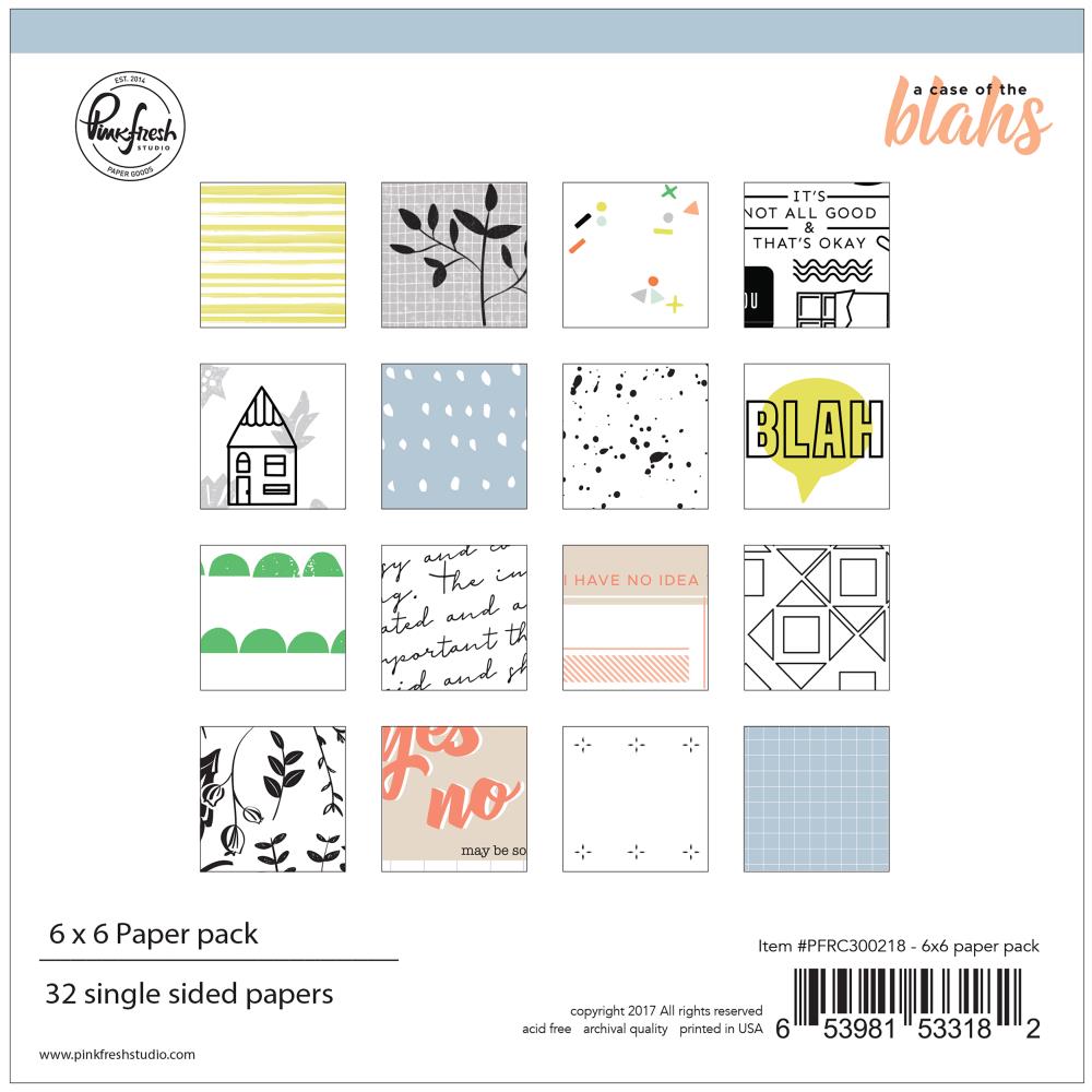 PinkFresh - A Case of the Blahs - Single Sided Paper Pack 6"X6" - Scrap Of Your Life 