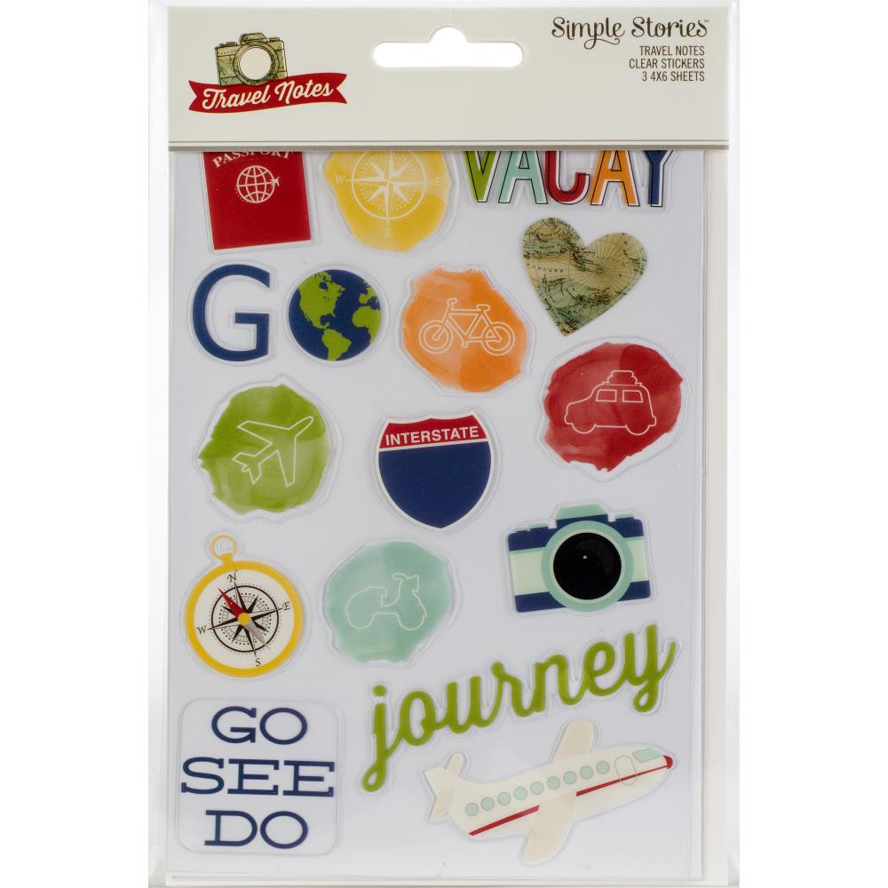 Simple StoriesTravel Notes Clear Stickers 4"X6" 3/Pkg - Scrap Of Your Life 