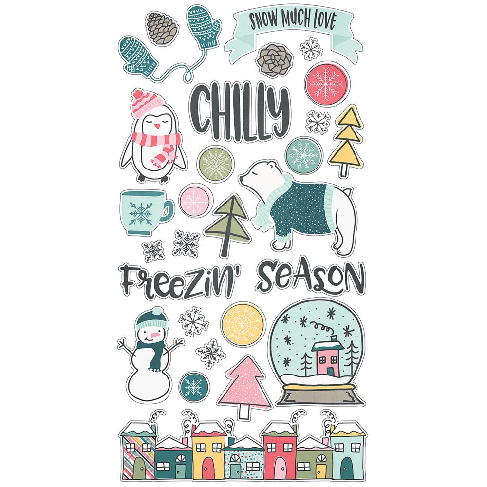 Simple Stories - Freezin' Season - Chipboard Stickers 6"X12" - Scrap Of Your Life 