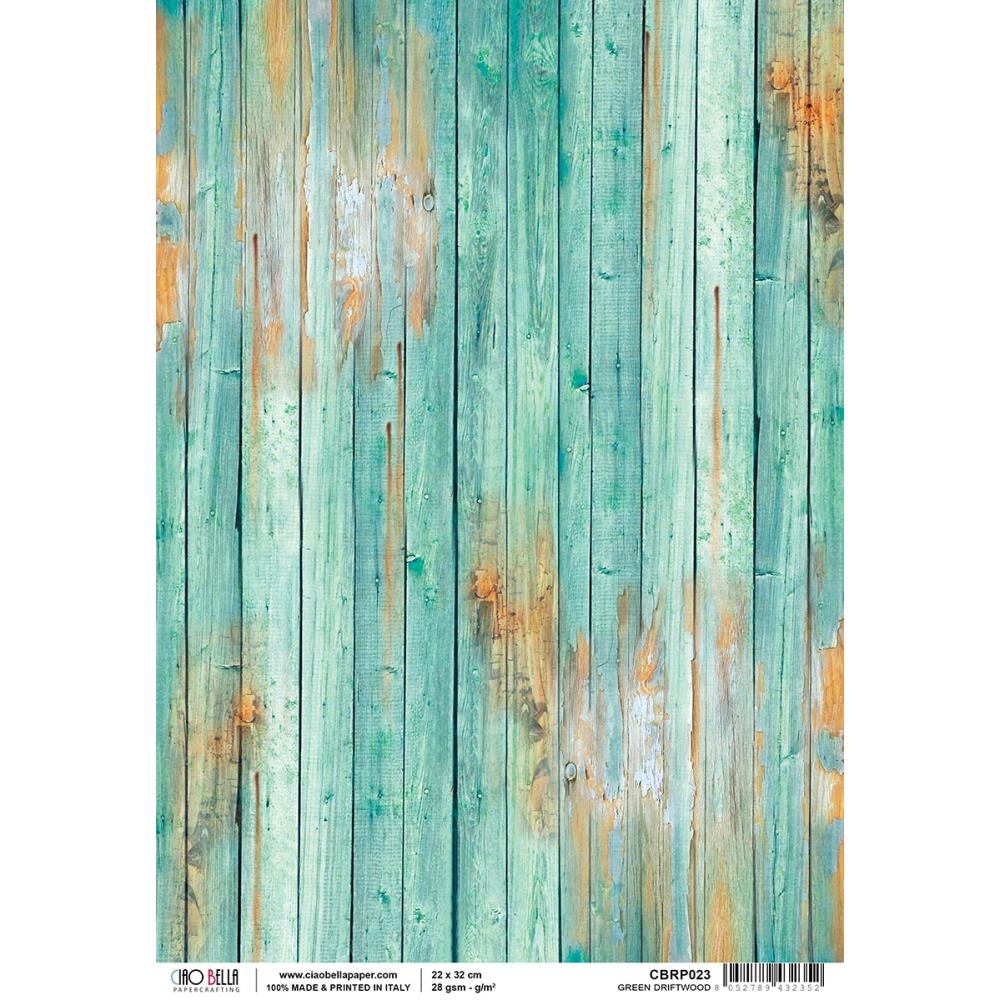 Ciao Bella - Rice Paper Sheet A4 Green Driftwood, Woodland - Scrap Of Your Life 