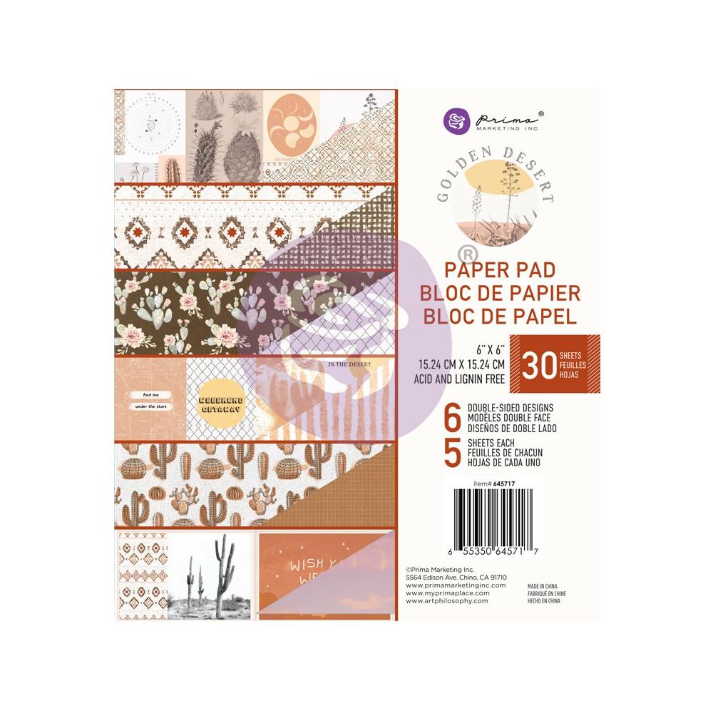 Prima Marketing - Golden Desert - Double-Sided Paper 6 x 6 Paper Pad - Scrap Of Your Life 