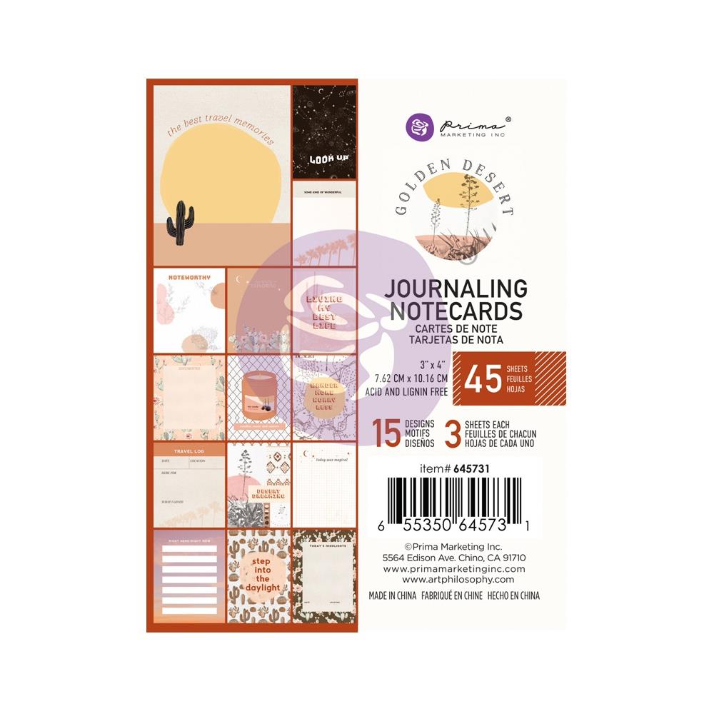 Prima Marketing - Golden Desert - Journaling Cards 3"X4" - Scrap Of Your Life 