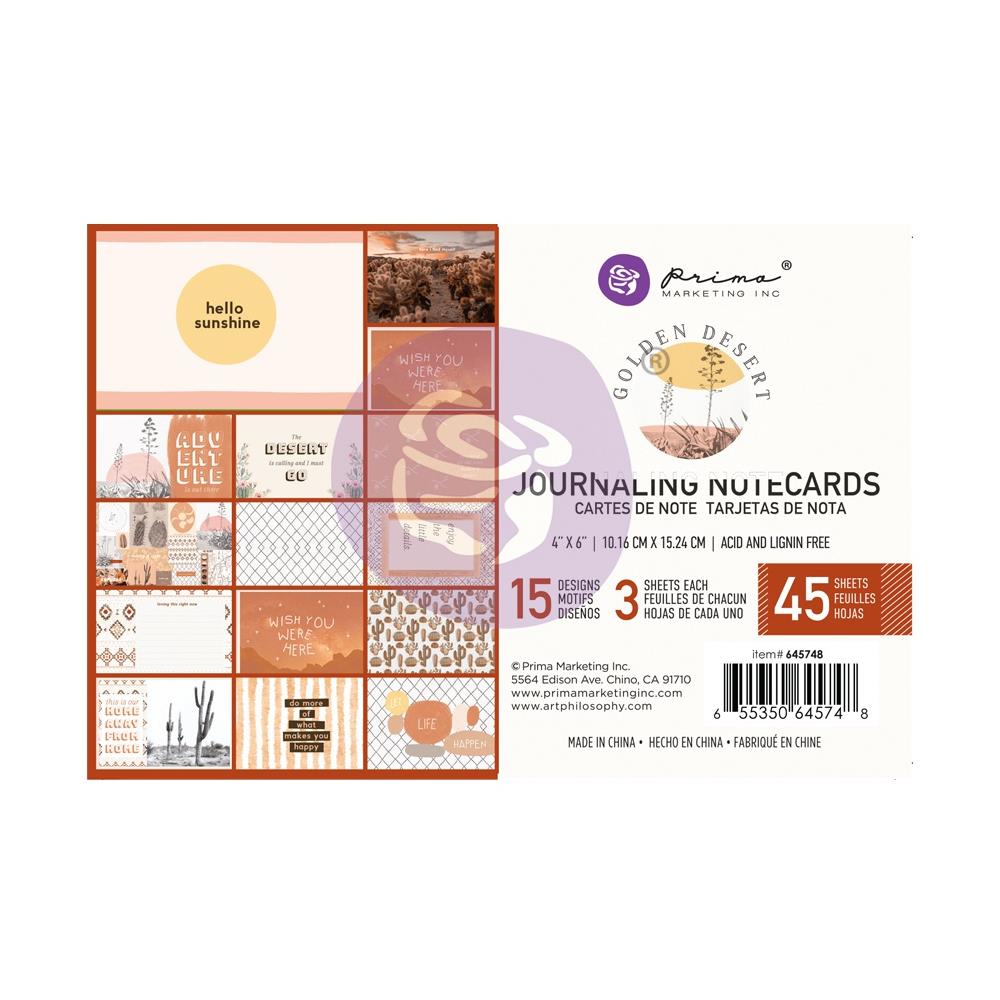 Prima Marketing - Golden Desert - Journaling Cards 6"X4" - Scrap Of Your Life 