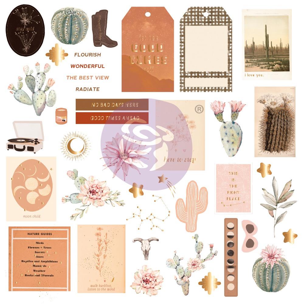 Prima Marketing - Golden Desert - Ephemera Shapes 1 - Tags, Words, Foiled Accents - Scrap Of Your Life 