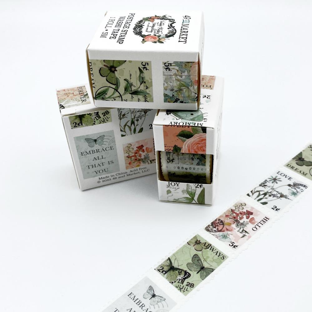 Market Ultimate Washi Tape Roll Postage Vintage Artistry Tranquility - Scrap Of Your Life 