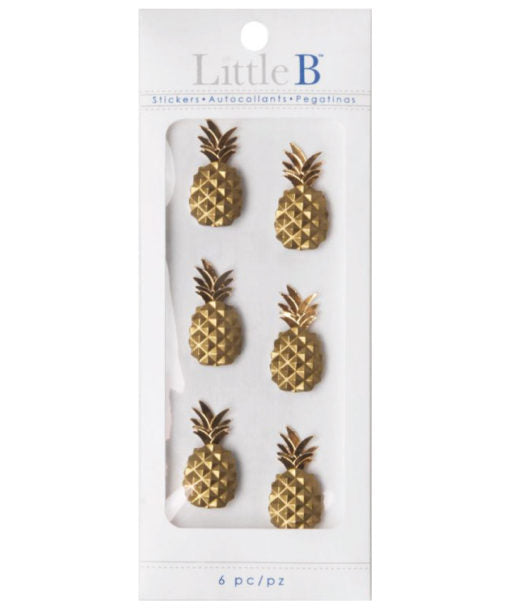Little B - Mini 3D Stickers - Gold Pineapples - Scrap Of Your Life 