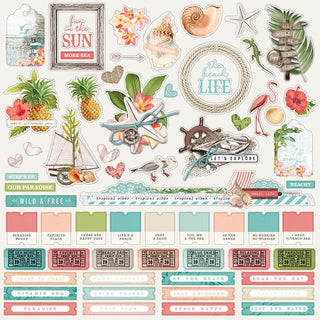 Simple Stories - Vintage Coastal Sticker Sheet - Scrap Of Your Life 