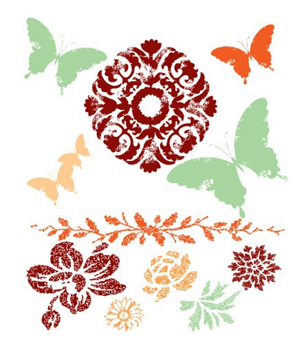 Prima - Acrylic Stamp - Fairy Flora Butterflies - Scrap Of Your Life 