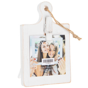 White Washed Mini Clip Board Frame - 3" x 3" - Scrap Of Your Life 