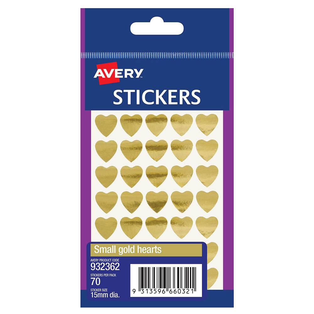Avery Multi-Purpose Stickers - Hearts -  Gold - Scrap Of Your Life 