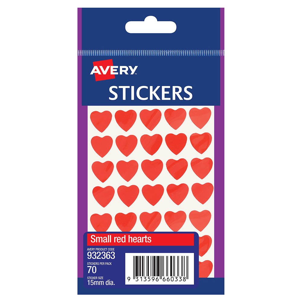 Avery Multi-Purpose Stickers - Hearts - Red - Scrap Of Your Life 