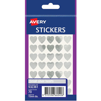 Avery Multi-Purpose Stickers - Hearts - Silver - Scrap Of Your Life 