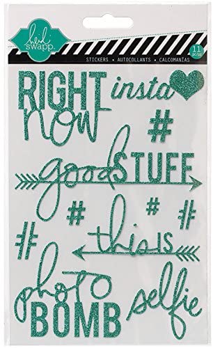 Heidi Swapp Glitter Stickers 5"X7" Teal - Scrap Of Your Life 