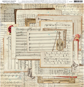 American Crafts - Patterned Single-Sided Cardstock 12"X12" Music Sheets - Scrap Of Your Life 