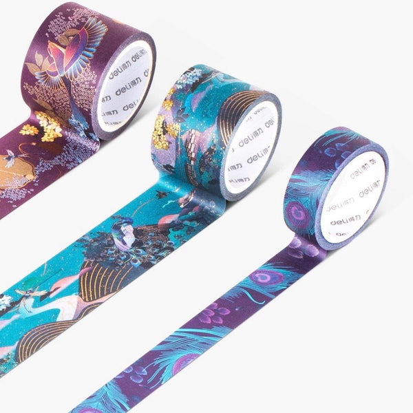 The Washi Shop - 3 Piece Peacock Emerald Gilded Washi Tape Set - Scrap Of Your Life 