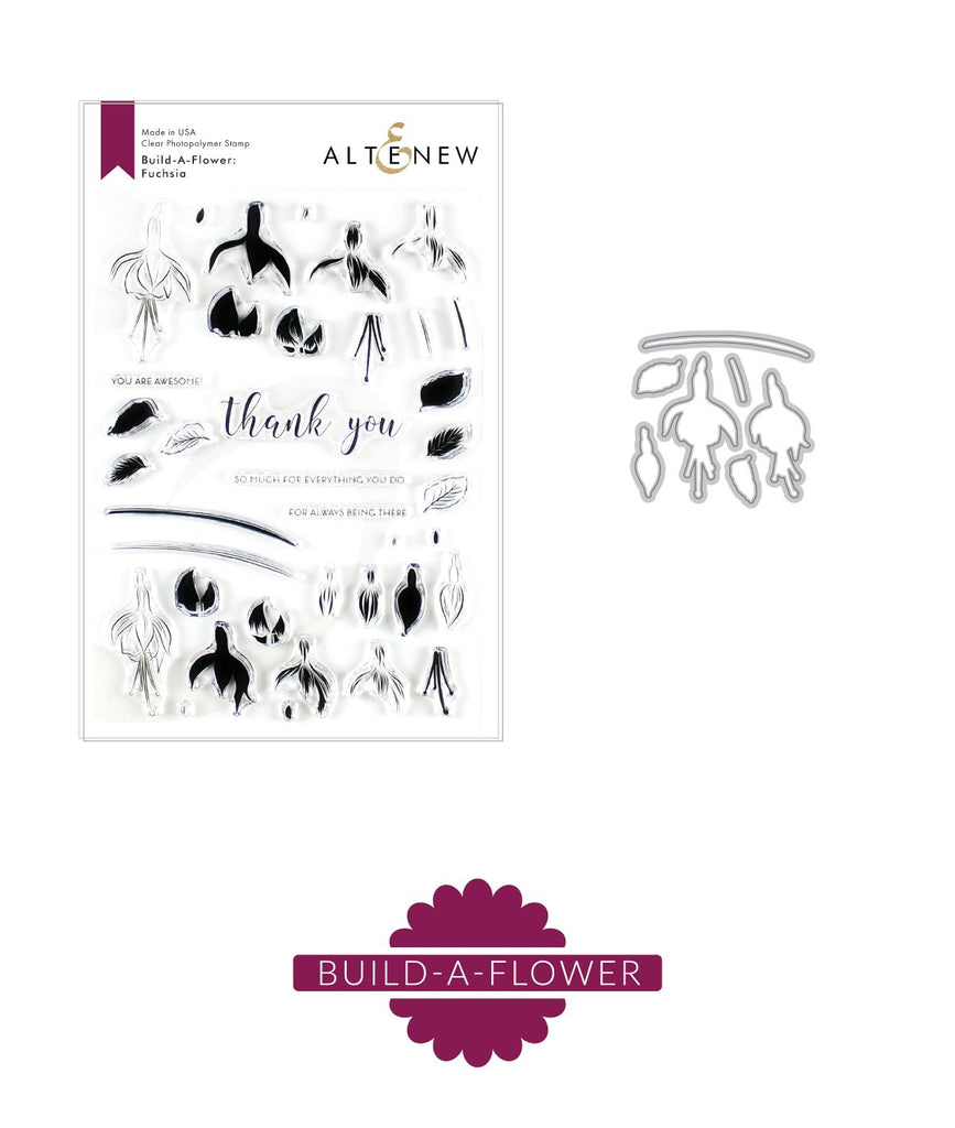 Altenew - Build-A-Flower - Fuchsia Layering Stamp & Die Set & Ink Bundle ALT3530 - Scrap Of Your Life 