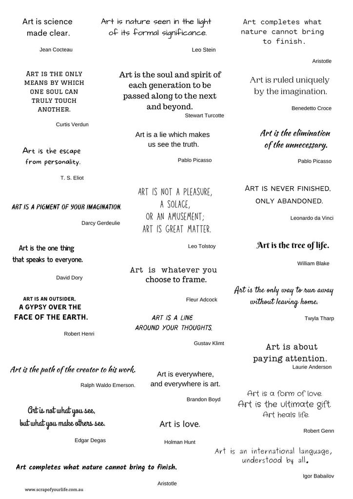 Printable Quotes and Sayings #1 ART Is - Scrap Of Your Life 