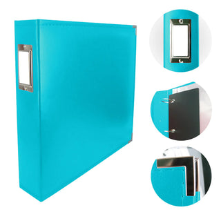 Couture Creations Classic Superior Leather D-Ring Album - Aqua Blue - Scrap Of Your Life 