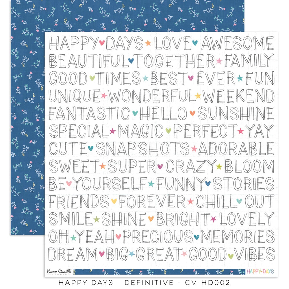Cocoa Vanilla Happy Days - 12 x 12 Double Side Paper - Definitive - Scrap Of Your Life 