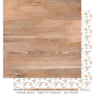 Cocoa Vanilla - These Days Collection - 12" x 12" Scrapbooking Paper - Pretty Posies - Scrap Of Your Life 