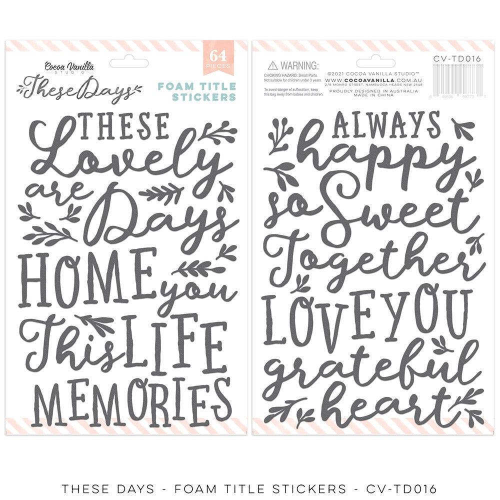 Cocoa Vanilla - These Days Collection - Foam Title Stickers - Scrap Of Your Life 