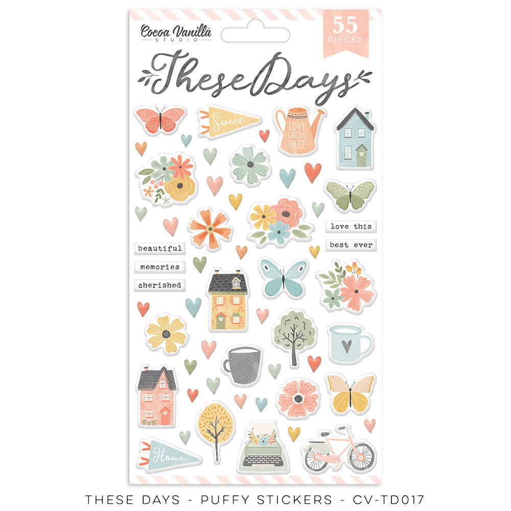 Cocoa Vanilla - These Days Collection - Puffy Stickers - Scrap Of Your Life 