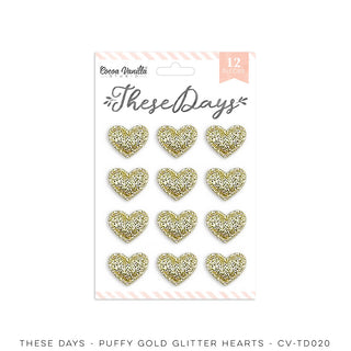 Cocoa Vanilla - These Days Collection - Gold Glitter Puffy Hearts - Scrap Of Your Life 