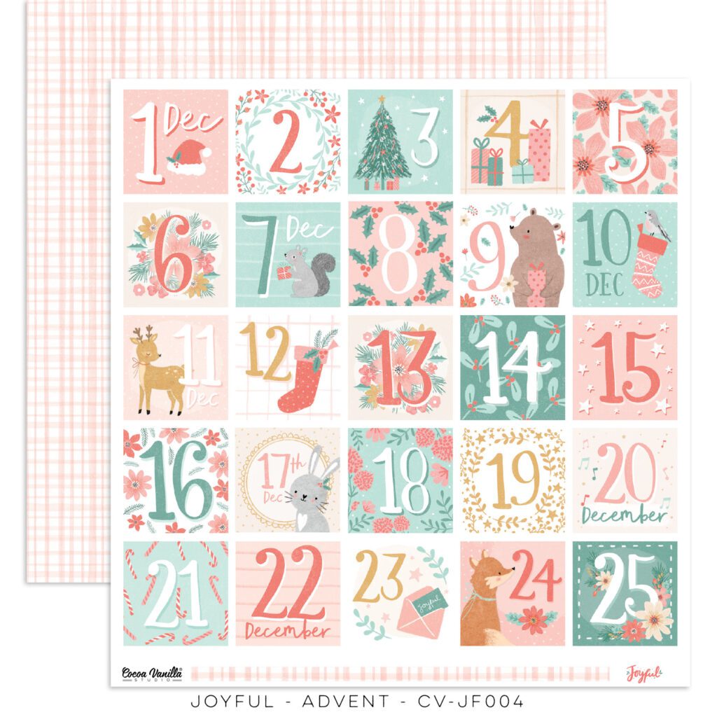 Cocoa Vanilla - Joyful 12 x 12 Double Sided Cardstock Paper - Advent - Scrap Of Your Life 