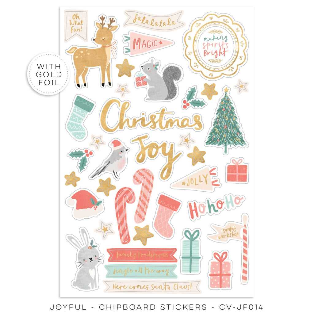 Cocoa Vanilla - Joyful Chipboard Stickers with Gold Foil - Scrap Of Your Life 