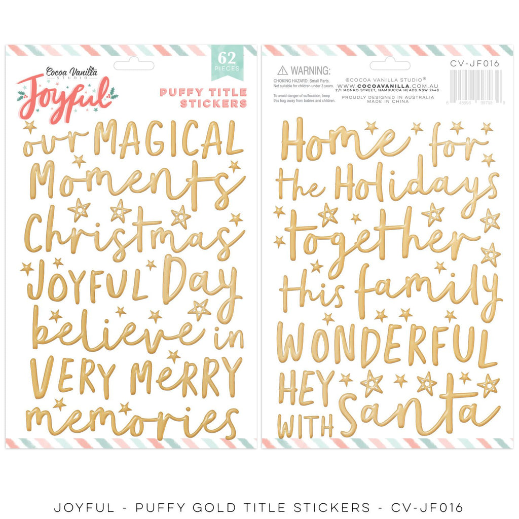 Cocoa Vanilla - Joyful Collection -  Gold Foam Title Stickers - Scrap Of Your Life 