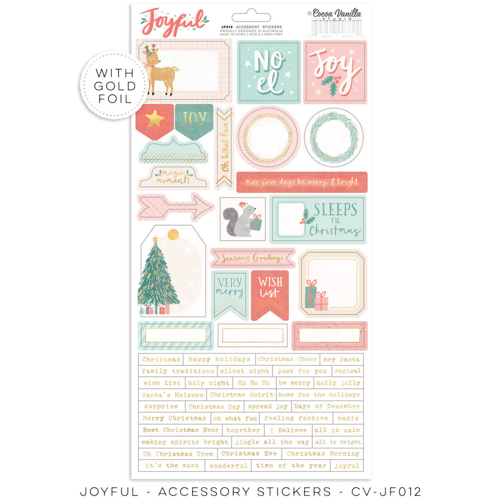 Cocoa Vanilla - Joyful Collection - Accessory Stickers with Gold Foil - Scrap Of Your Life 