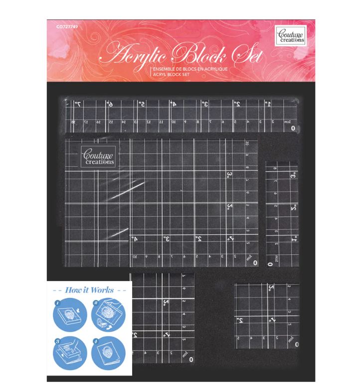 Couture Creations Acrylic Block Set with grid lines (5 pc / 8mm deep) - Scrap Of Your Life 