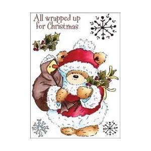Crafter's Companion - Rubber Stamp - Popcorn the Bear - All Wrapped up for Christmas - Scrap Of Your Life 