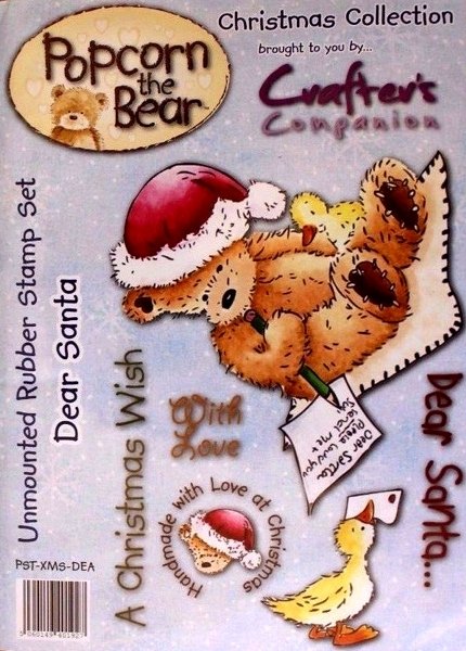 Crafter's Companion - Rubber Stamp - Popcorn the Bear - Dear Santa - Scrap Of Your Life 