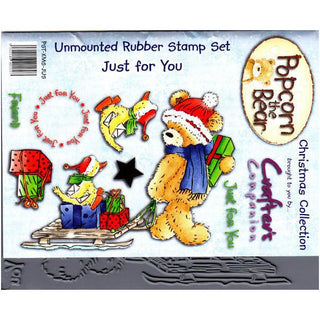 Crafter's Companion - Rubber Stamp - Popcorn the Bear - Just for You - Scrap Of Your Life 