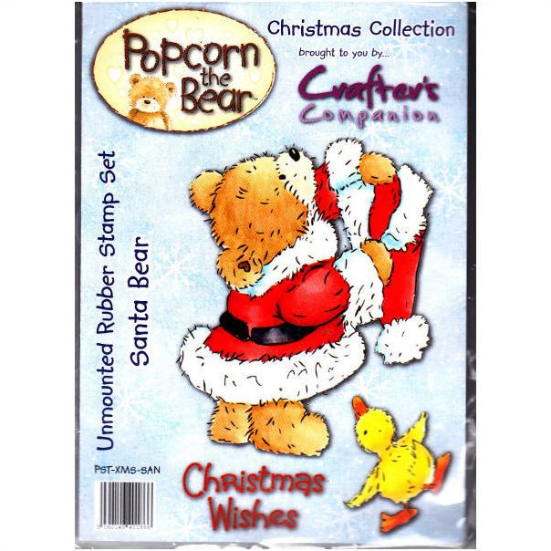 Crafter's Companion - Rubber Stamp - Popcorn the Bear - Santa Bear - Scrap Of Your Life 