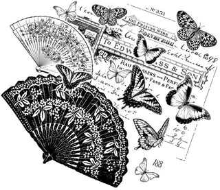 Crafty Inspirations Orientail Fans Red Rubber Stamp - Scrap Of Your Life 