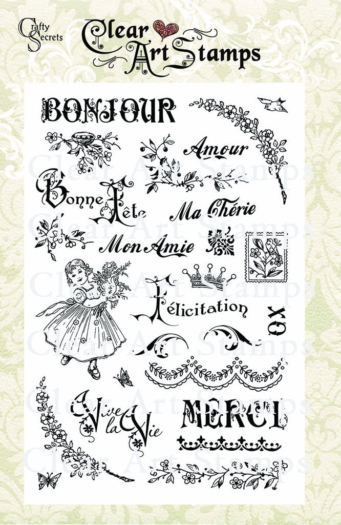 Crafty Secrets - Acrylic Stamps - Bonjour Merci - Scrap Of Your Life 