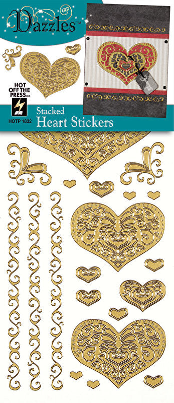 HOTP - Stickers - Dazzles Stacked Heart - Gold - Scrap Of Your Life 