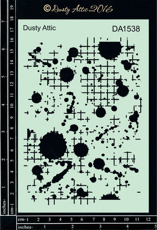 Dusty Attic Stencil - Distressed Grid - Scrap Of Your Life 