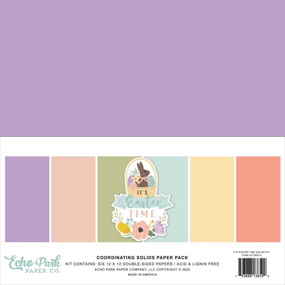 Echo Park Double-Sided Solid Cardstock 12 x 12 - Its' Easter Time - Scrap Of Your Life 