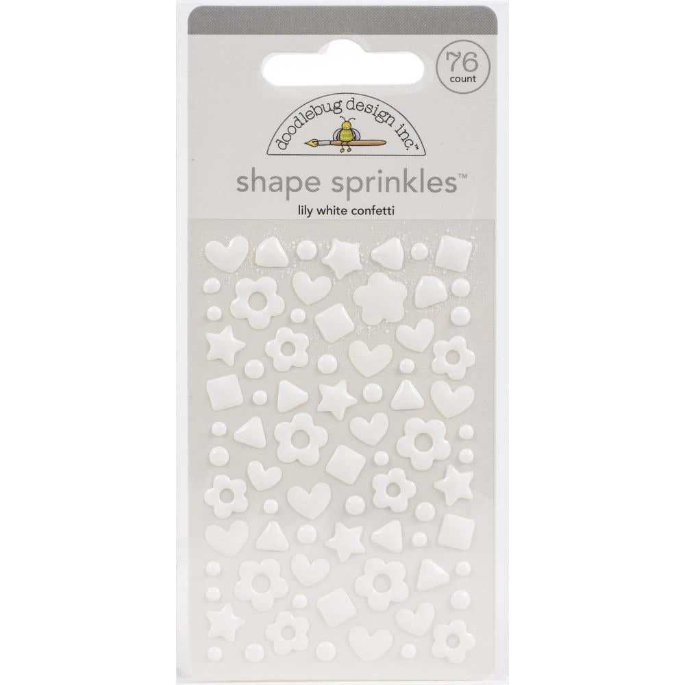 Doodlebug Designs - Sprinkles Adhesive Enamel Shapes - Lily White Confetti - Scrap Of Your Life 