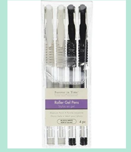 Forever in Time Roller Gel Pens Black and White - Scrap Of Your Life 