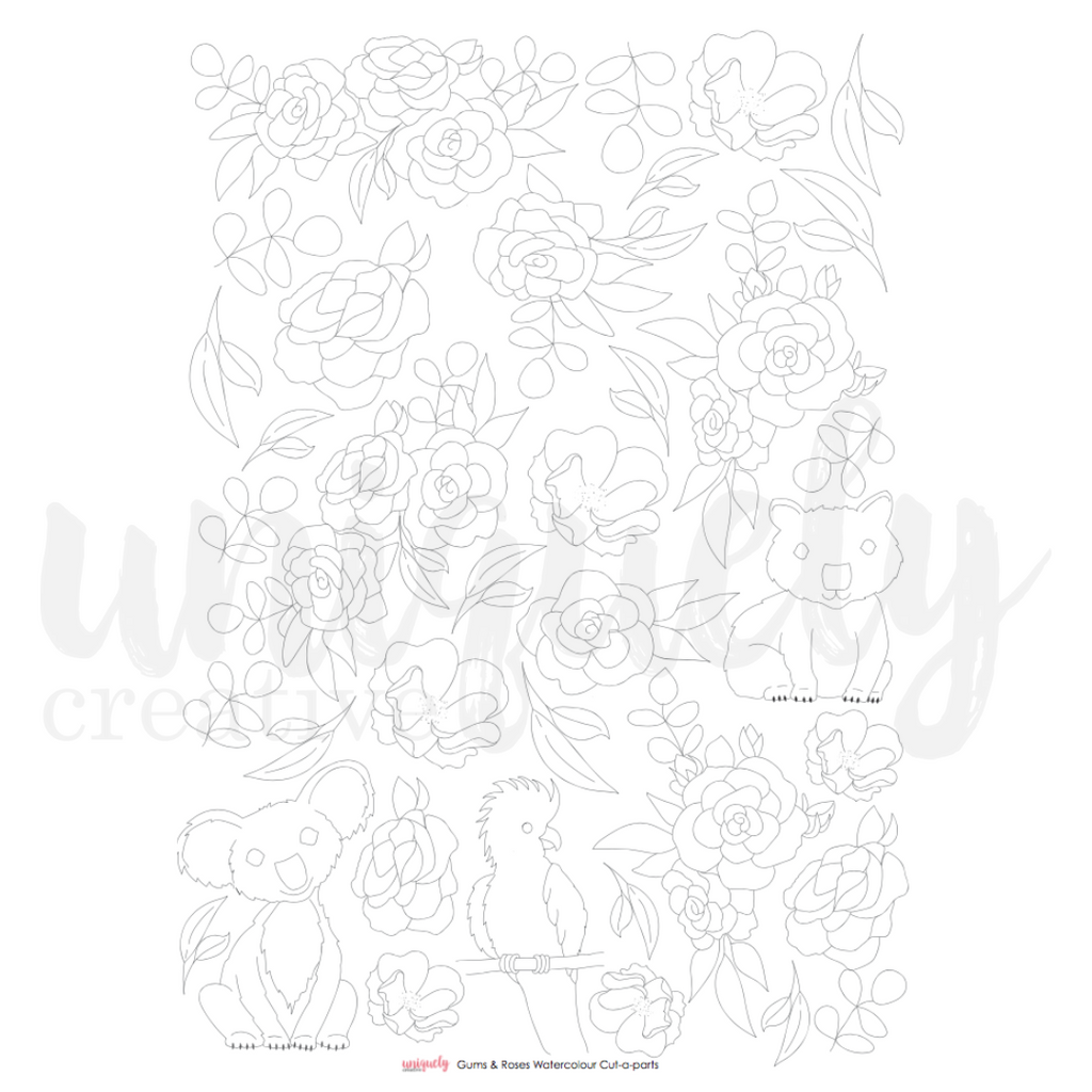 Uniquely Creative - Gums & Roses Watercolour Cut-a-part Sheet - Scrap Of Your Life 